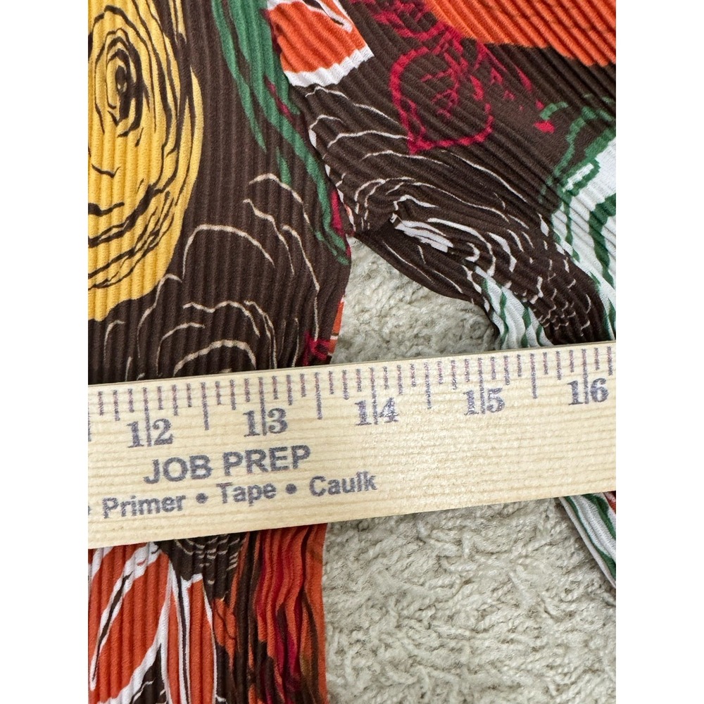 Nicola Accordion Pleated Y2K Brown Abstract Floral Tunic Top Size M Bell Sleeves - Picture 7 of 9